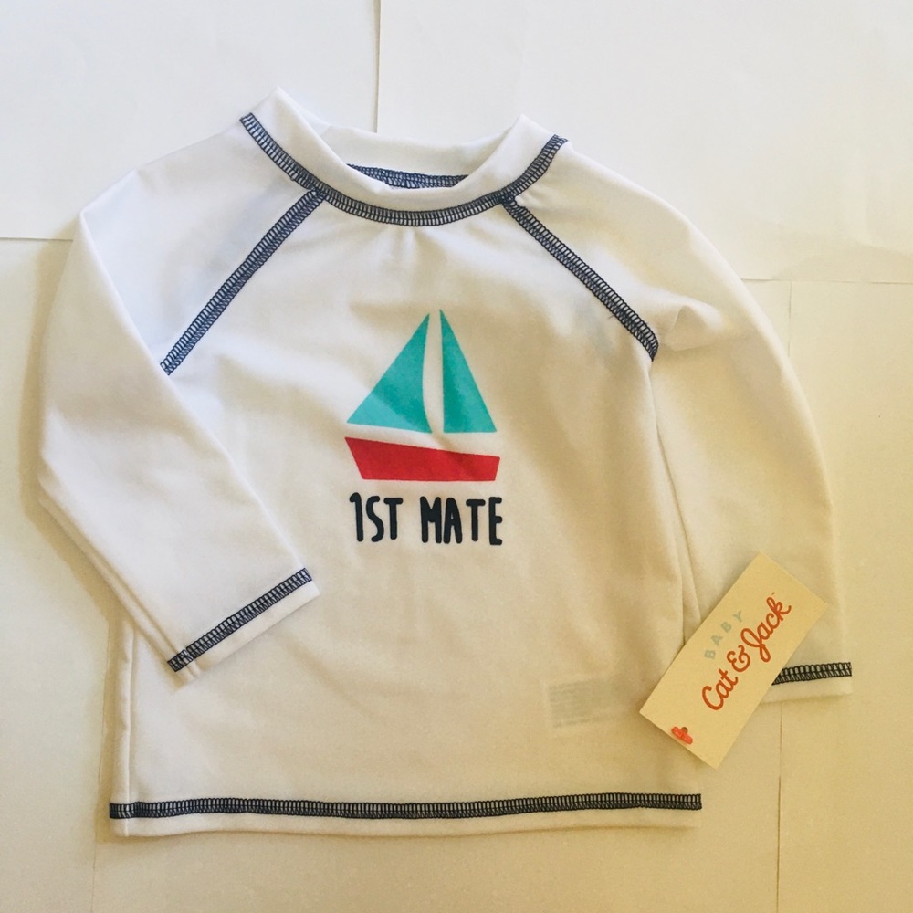 Cat&Jack Boys Swim Rash Guard with 1st Mate